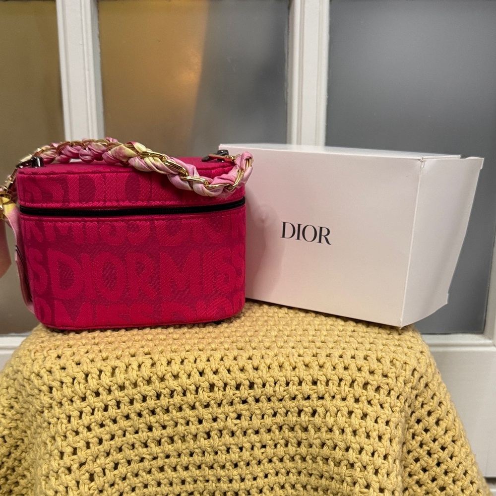 Miss Dior Fuchsia Cosmetic Bag Converted with Braided Handle